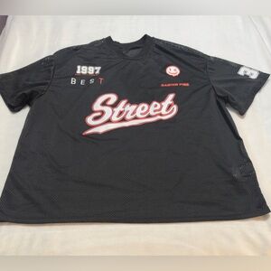 SHEIN Black Jersey Shirt with Graphic Design
